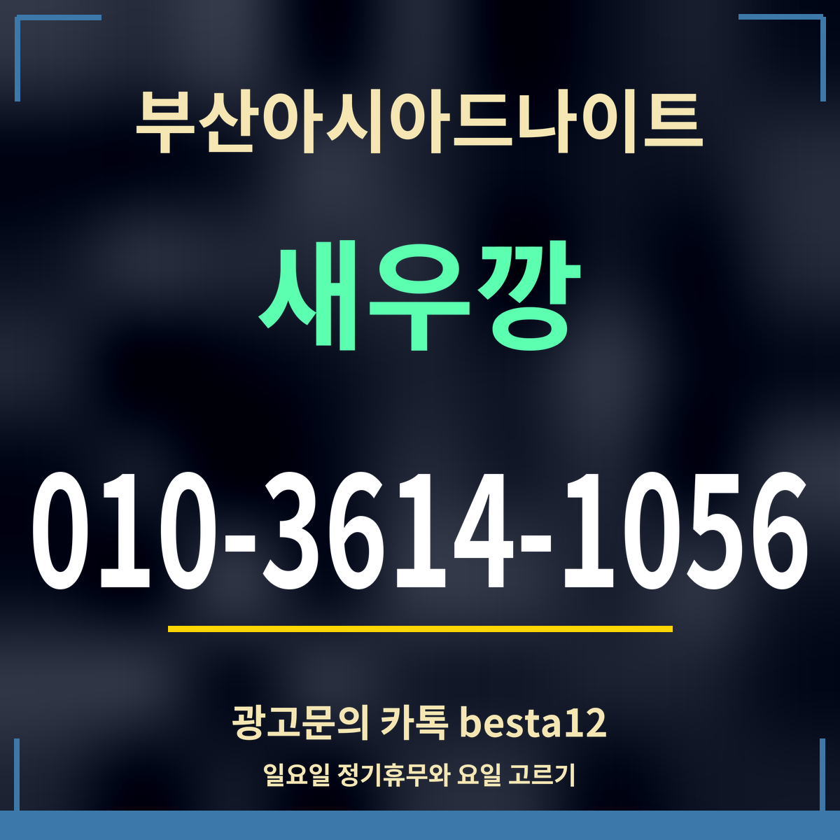 광고 · 부산아시아드나이트 · 새우깡 · 010-3614-1056