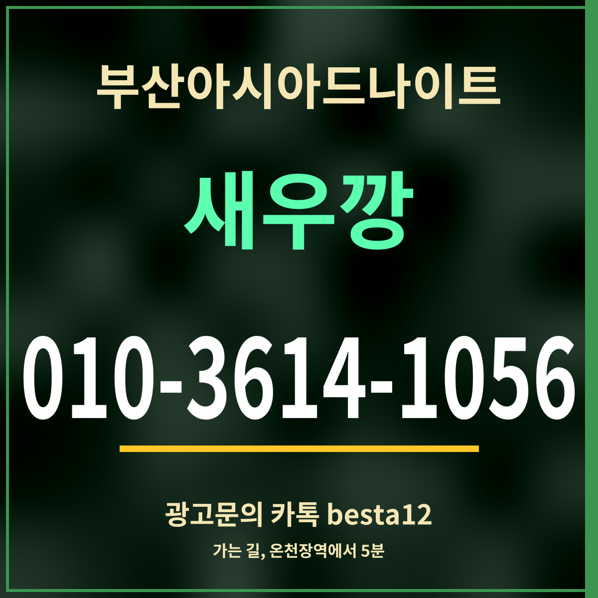 광고 · 부산아시아드나이트 · 새우깡 · 010-3614-1056